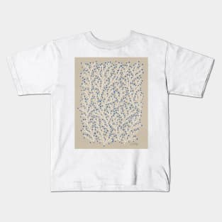 Berry Branches - Blue Tan Kids T-Shirt